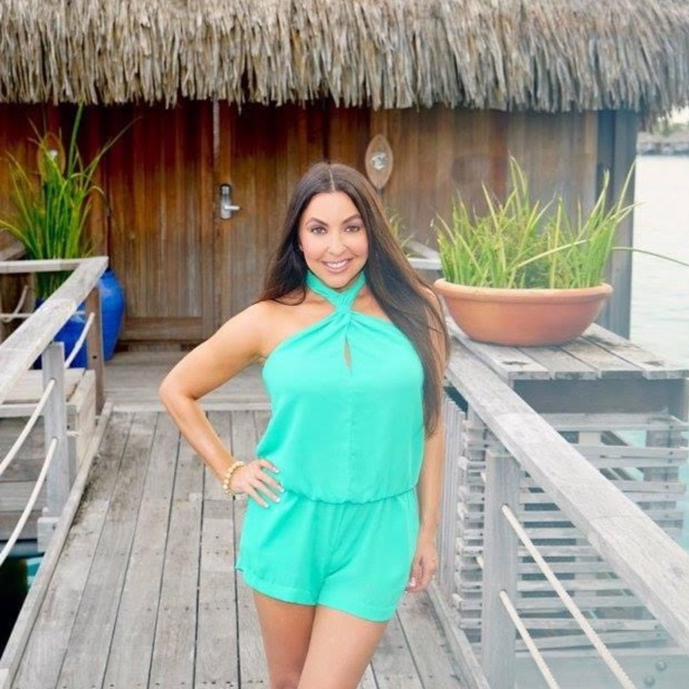 BCBG Casli crossover halter romper